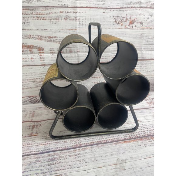 Litton Lane 6-Bottle Black Vintage Deco Style Iron Wine Rack - Picture 5 of 8